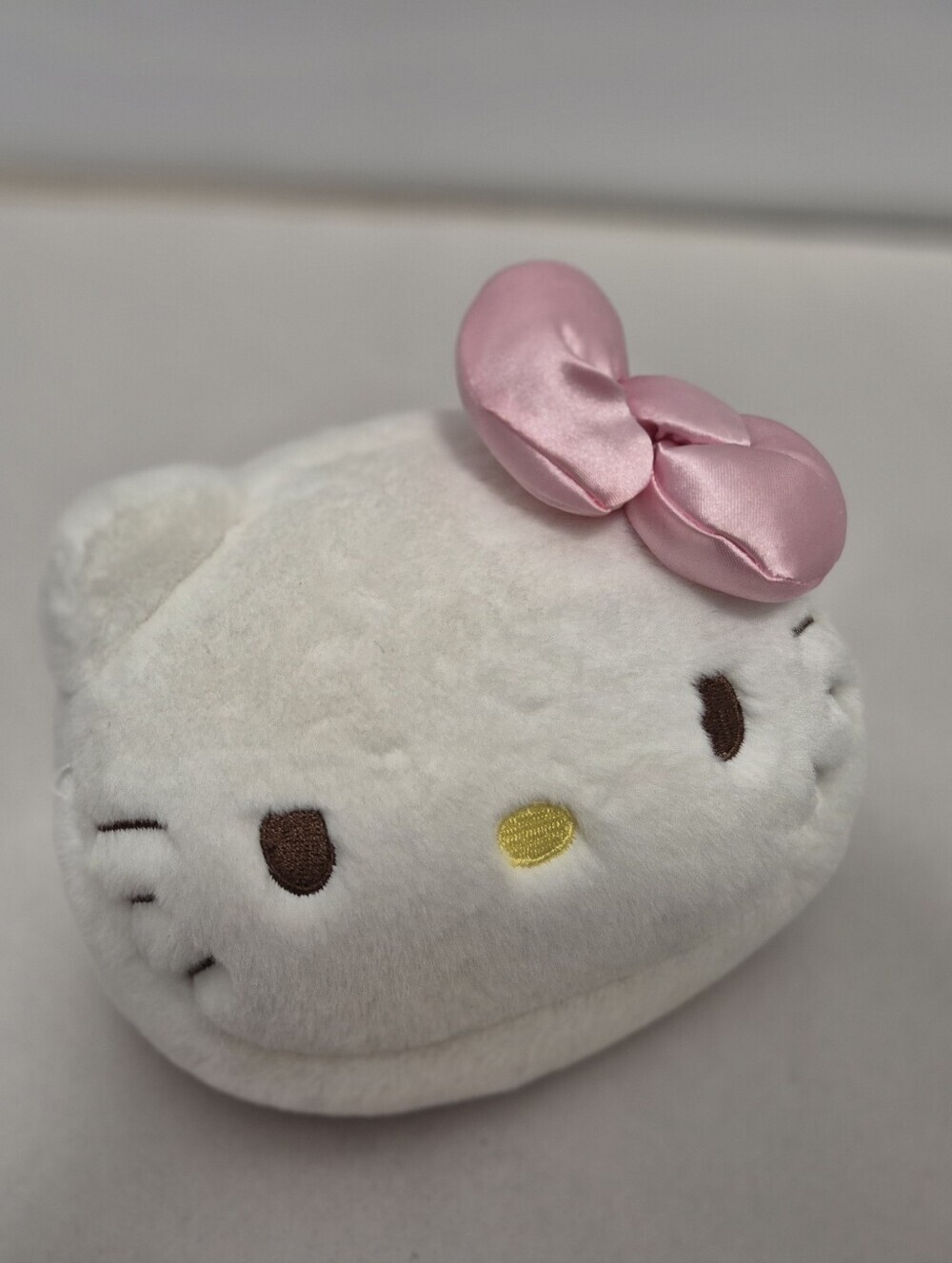 Hello Kitty White Plush Coin Purse with Pink Satin Bow - Medium Size